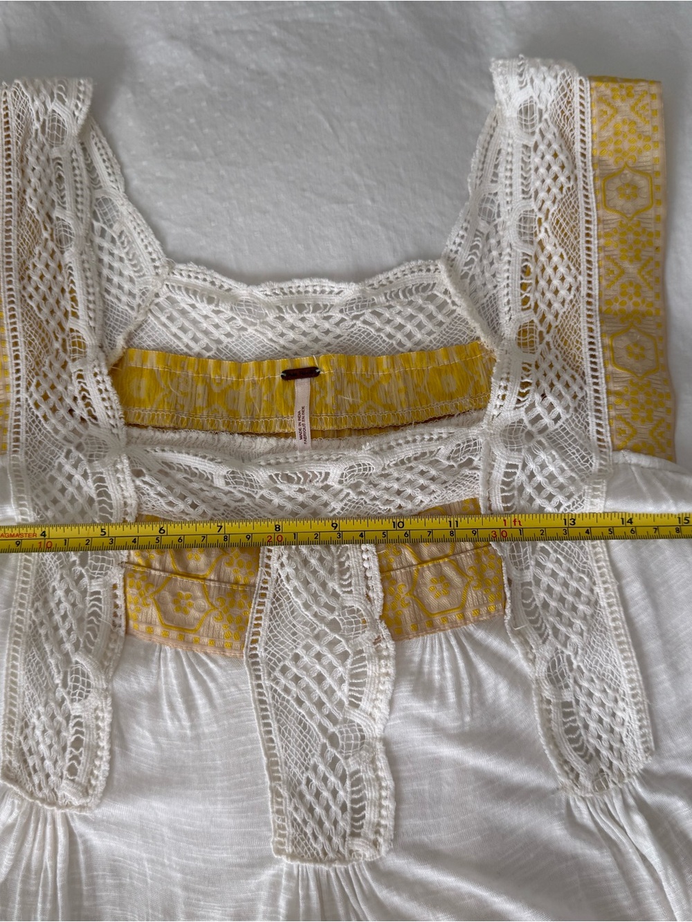 Free People White Sleeveless Crochet-Trim Tank with Yellow details - Picture 5 of 7